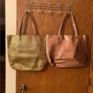 Gold and Copper Tote Bag Set